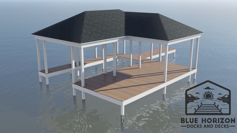 The Chattanoogan dock blueprint &mdash; covered boathouse with sundeck