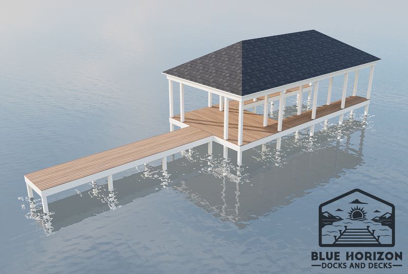 Limo dock blueprint &mdash; narrow covered slip with extended walkway