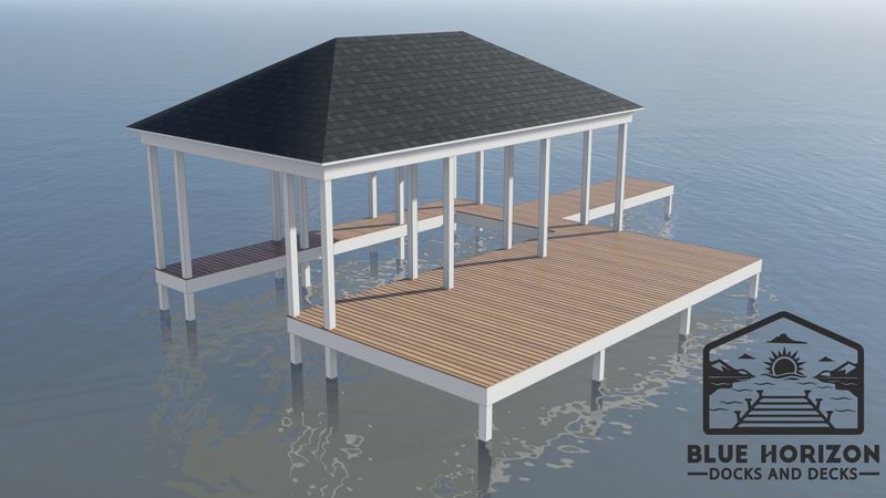 TN Sunset dock blueprint &mdash; covered slip with side platforms