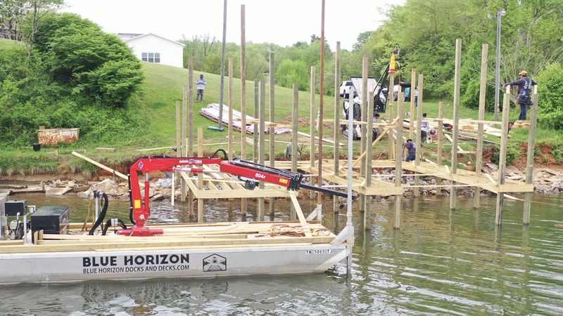 Covered boathouse with cupola on Norris