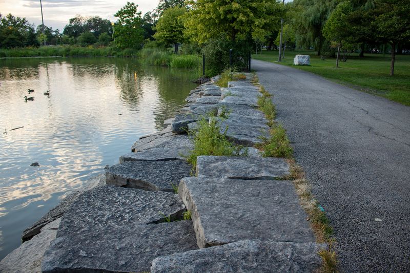 Riprap shoreline stabilization protecting a Tennessee lake bank
