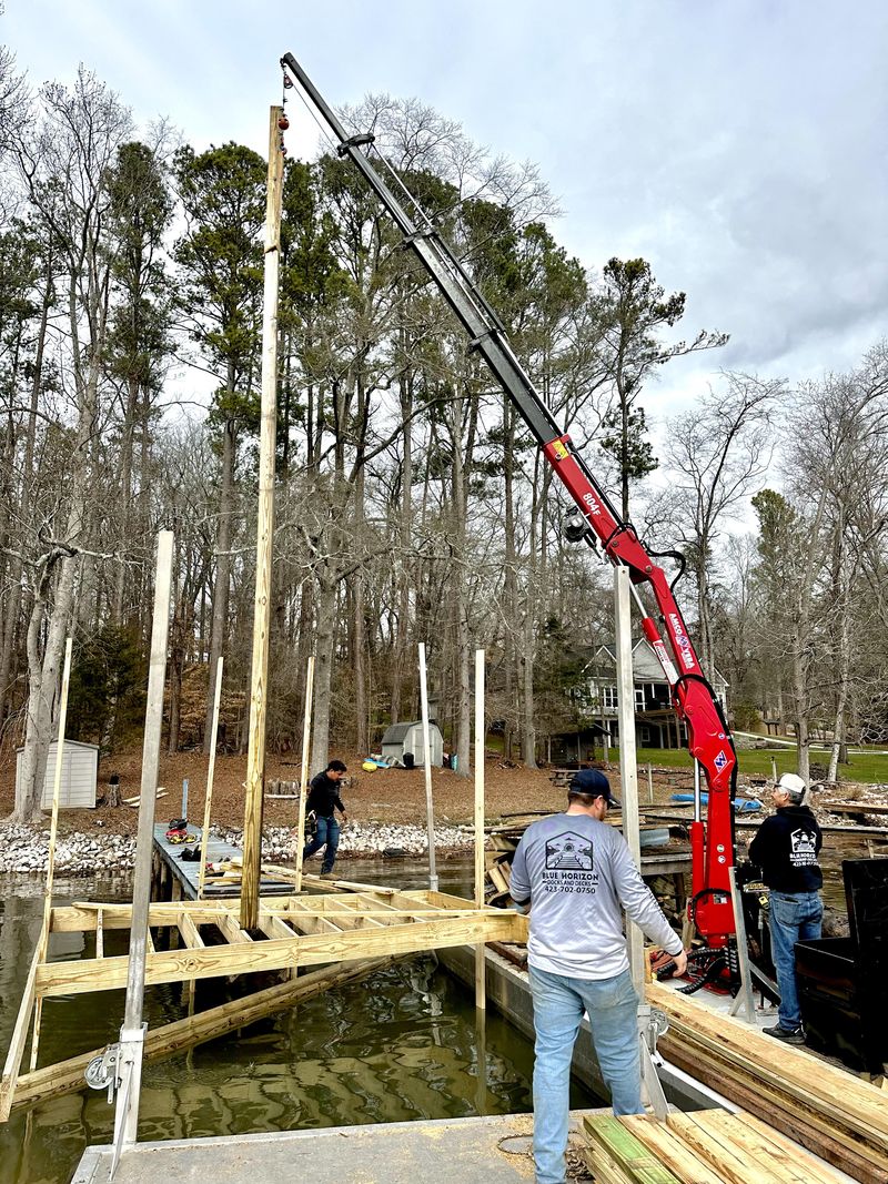 Blue Horizon crew building a custom dock on Cherokee Lake