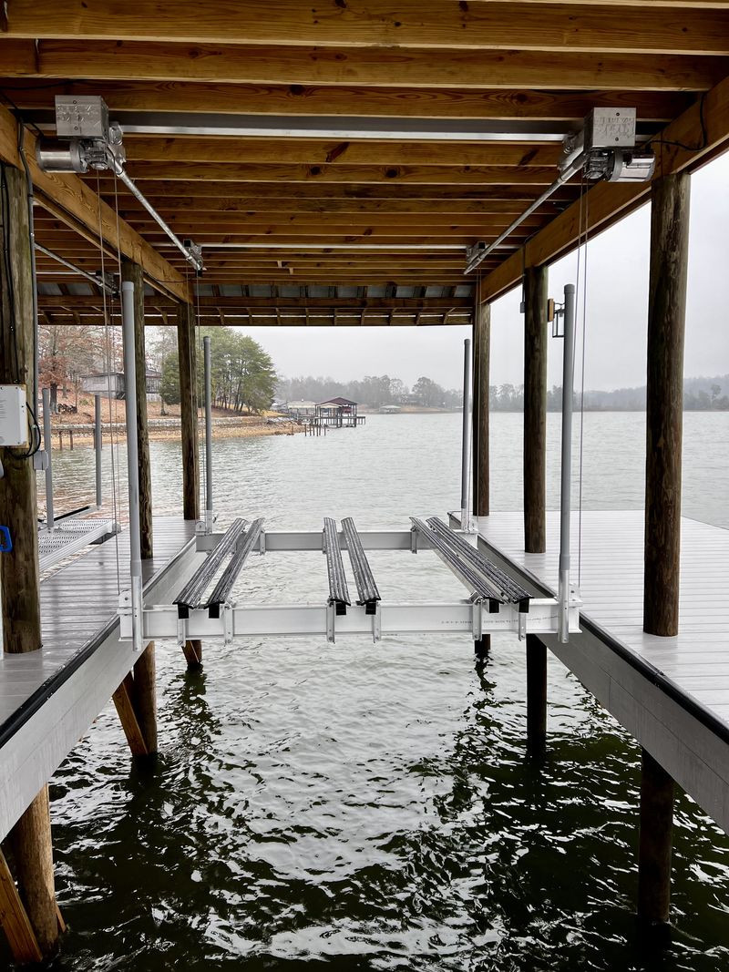 Blue Horizon crew building a custom dock on Chickamauga Lake