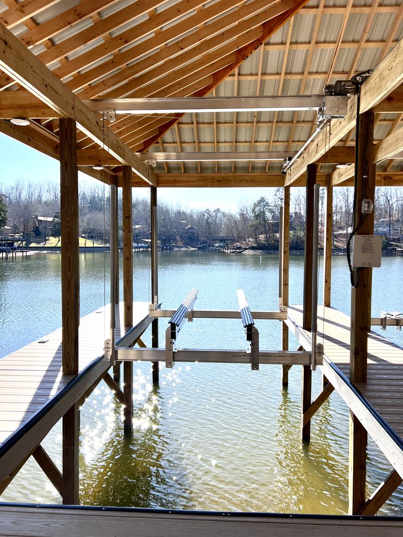 Blue Horizon crew building a custom dock on Douglas Lake