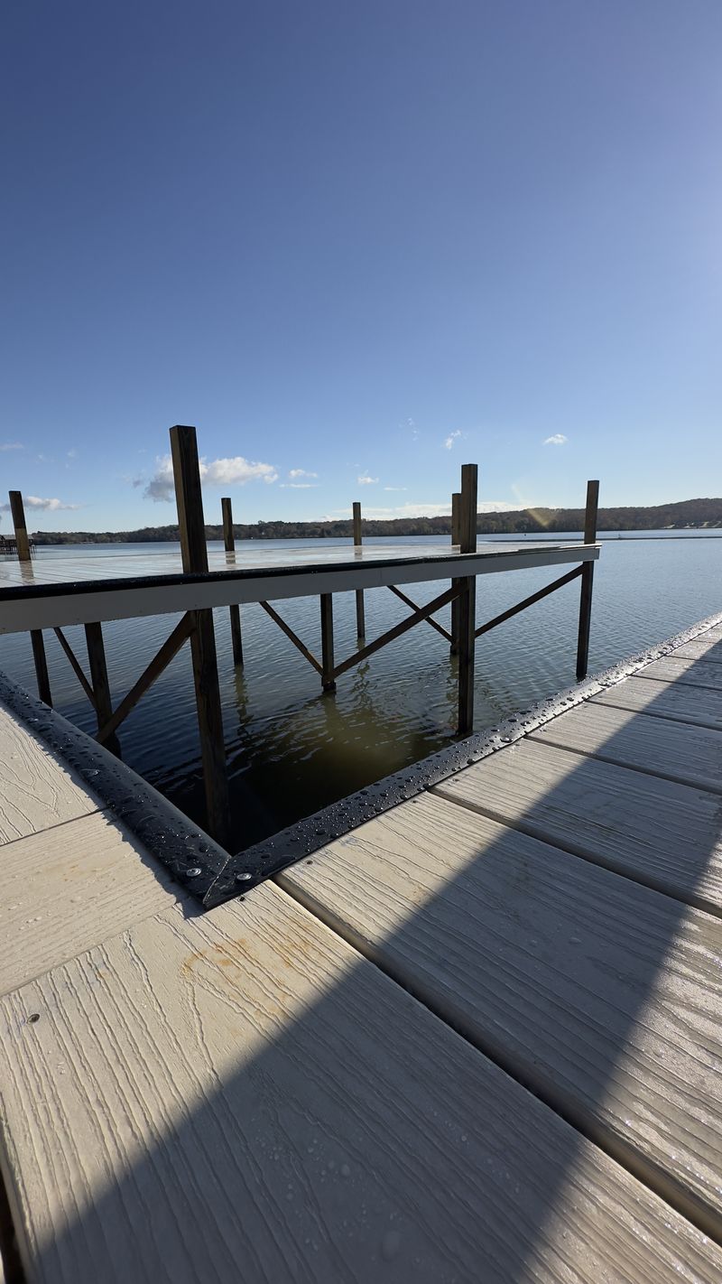 Blue Horizon crew building a custom dock on Lake Guntersville