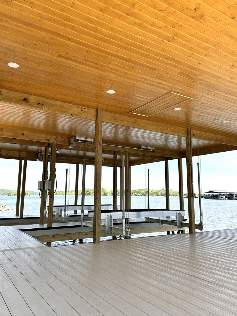 Blue Horizon crew building a custom dock on Lake Ocoee
